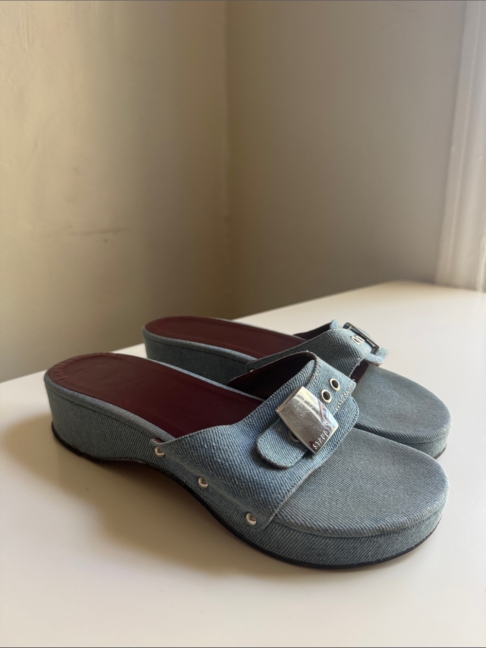 STAUD Erin Sandal in Light Denim Blue - Size 39